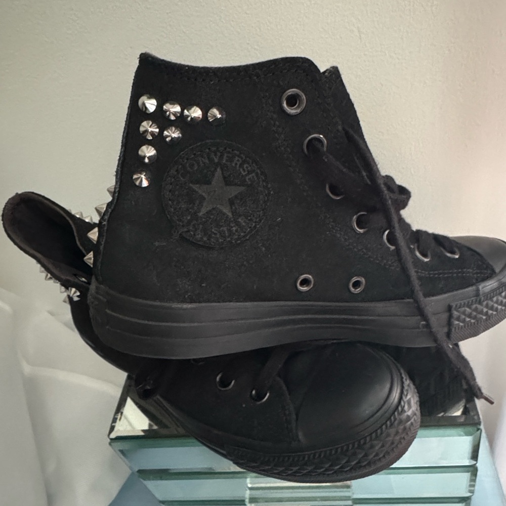 Converse Black High-Tops Silver studded